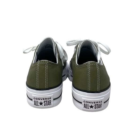 Converse Ctas Lift Platform Low Shoe Women Sneakers Khaki Leather Casual A09962C - Picture 6 of 9